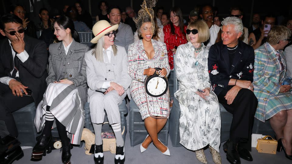 Diane Keaton, Cardi B, Anna Wintour and Baz Luhrmann sat front row at the show. - Pierre Suu/Getty Images