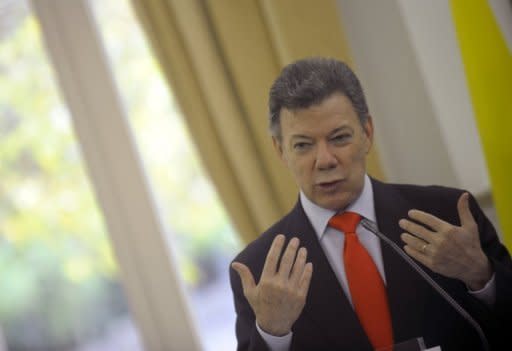 Colombian President Juan Manuel Santos, pictured on November 15, warned Colombia's Marxist FARC rebels they have less than a year to strike a deal under recently opened peace talks aimed at ending Latin America's longest-running insurgency