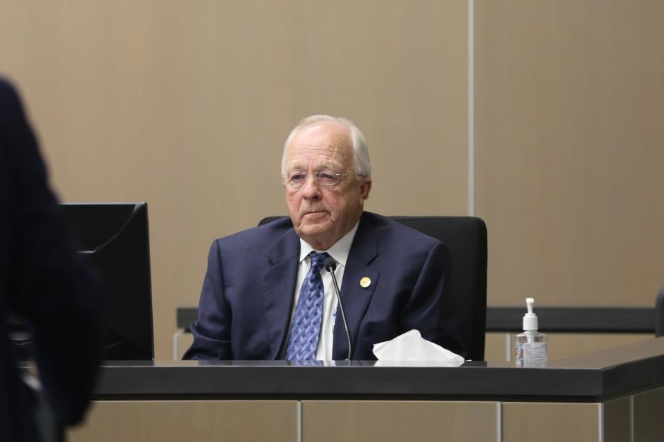 New Mexico Rep. Jim Townsend testifies during a gerrymandering trial, Sept. 27, 2023 in Lea County District Court.