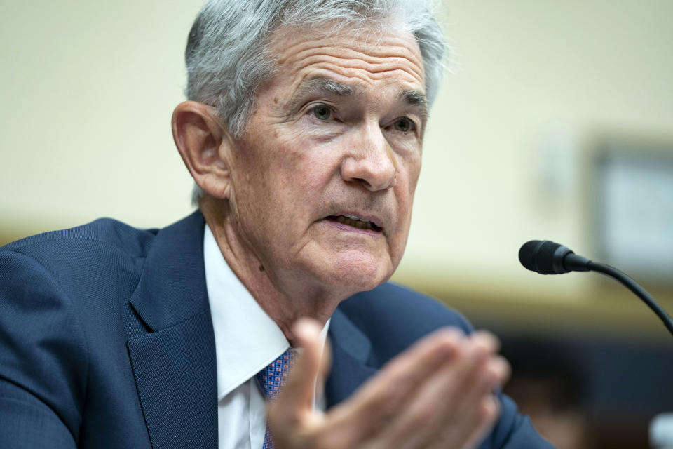 WASHINGTON, DC - JULY 10: Federal Reserve Bank Chair Jerome Powell speaks during a House Financial Services Committee hearing on the Federal Reserve's Semi-Annual Monetary Policy Report at the U.S. Capitol on July 10, 2024 in Washington, DC. Powell discussed lowering inflation rates, stating 