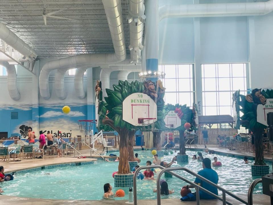 Basketball hoops in a pool at Kalahari