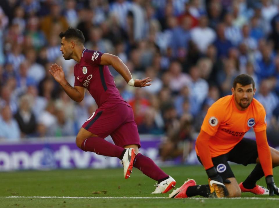 Aguero opened his 2017/18 account in City's 2-0 win over Brighton last weekend (Getty)