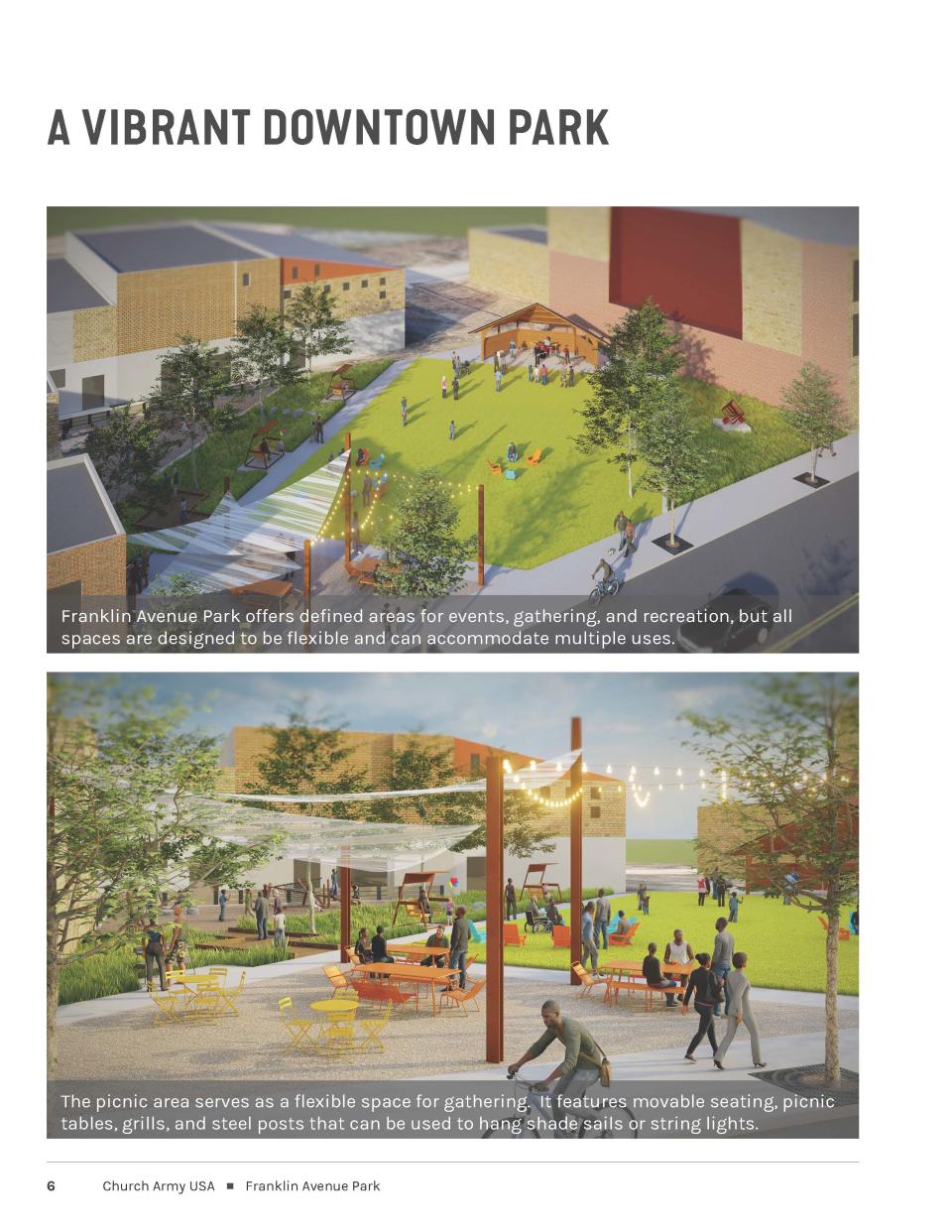 Conceptual site illustrations for Franklin Avenue Park, an Aliquippa green space in the works that is slated to receive $894K in federal funds.