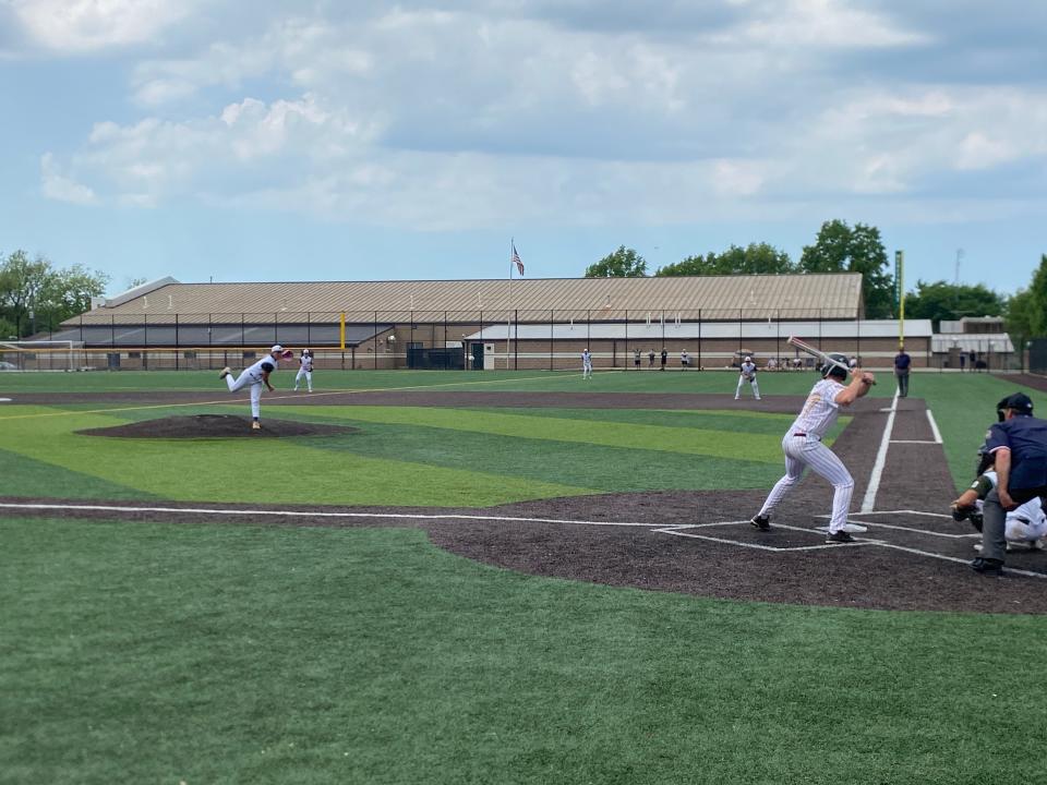 Mercyhurst Prep sophomore Hunter Krahe pitches during the Lakers’ 7-0 victory Monday in the District 10 Class 3A baseball quarterfinals.