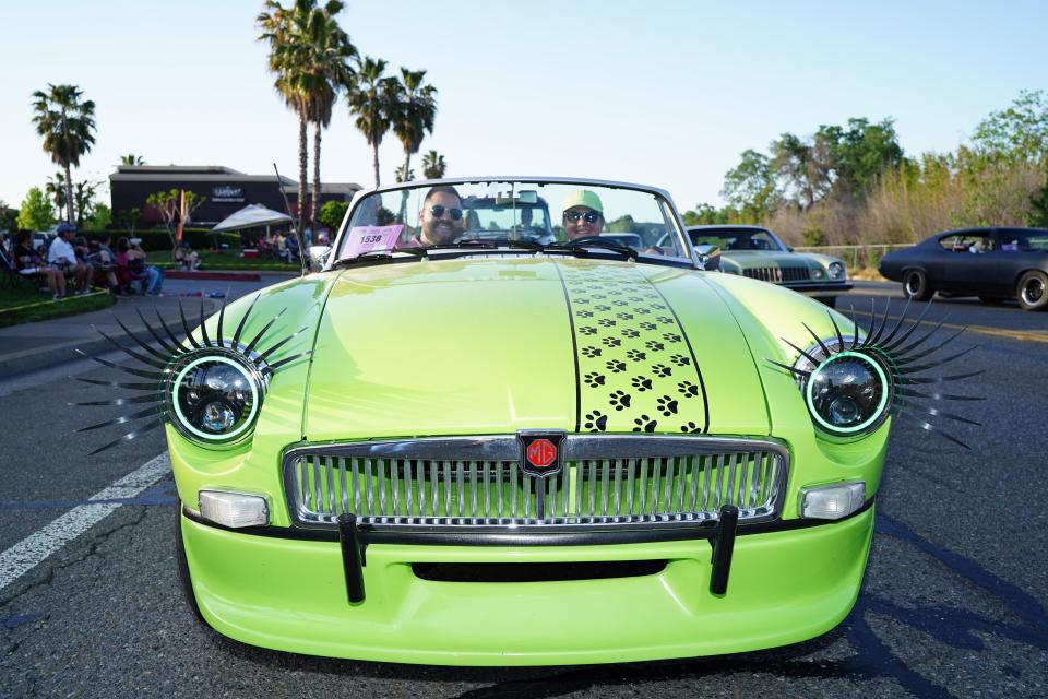 Classic cars paraded down Churn Creek Road in Redding during the Kool April Nites 2023 Cruse on April 28, 2023.