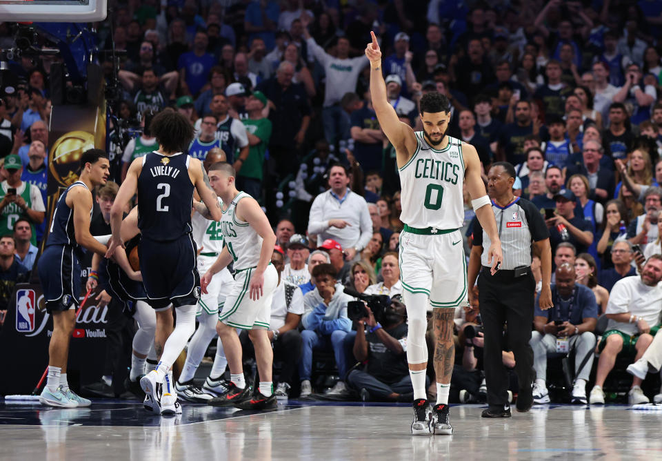 Jayson Tatum and the Celtics aren't the only team going for a sweep this weekend. (Stacy Revere/Getty Images)