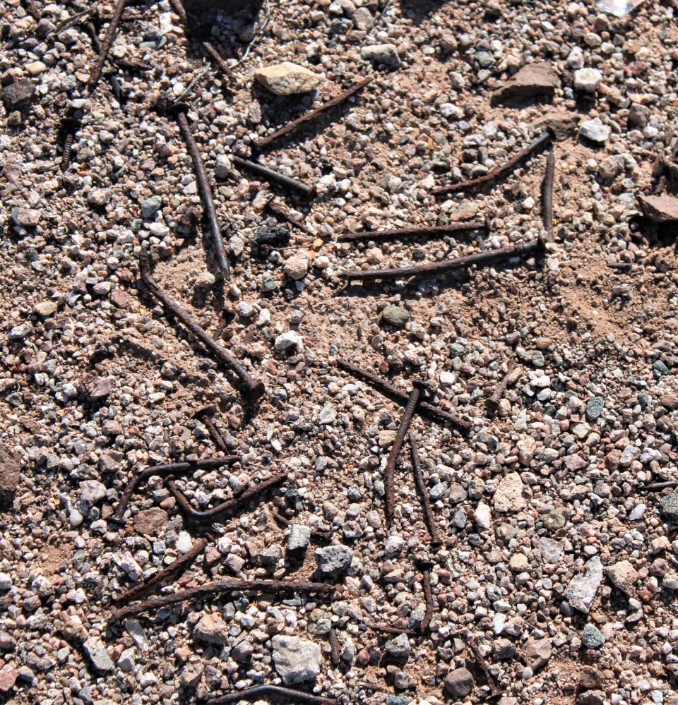 Rusty nails littering certain areas where Camp Ibis stood