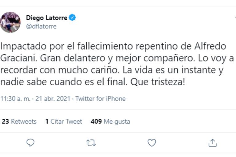 Diego Latorre destacó a "un gran delantero y mejor compañero"