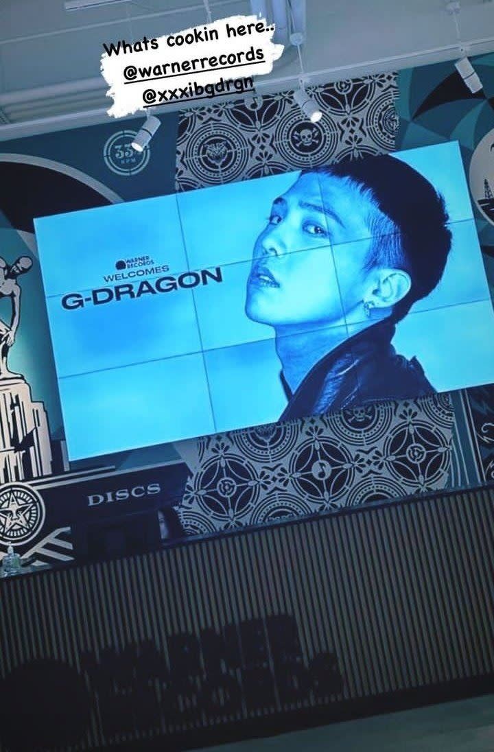GD日前傳已已經簽約華納音樂，但YG娛樂仍續簽申請「G-Dragon」商標權。（圖／翻攝自X）