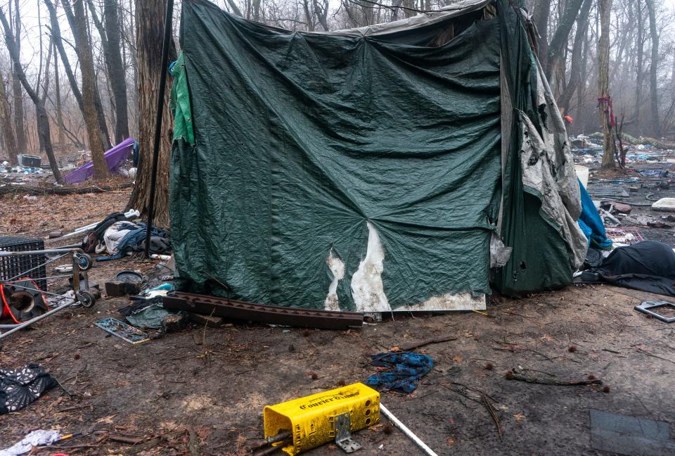 Objects left by people who lived in homeless encampments in Bristol on Thursday, Jan. 25, 2024.

Daniella Heminghaus | Bucks County Courier Times