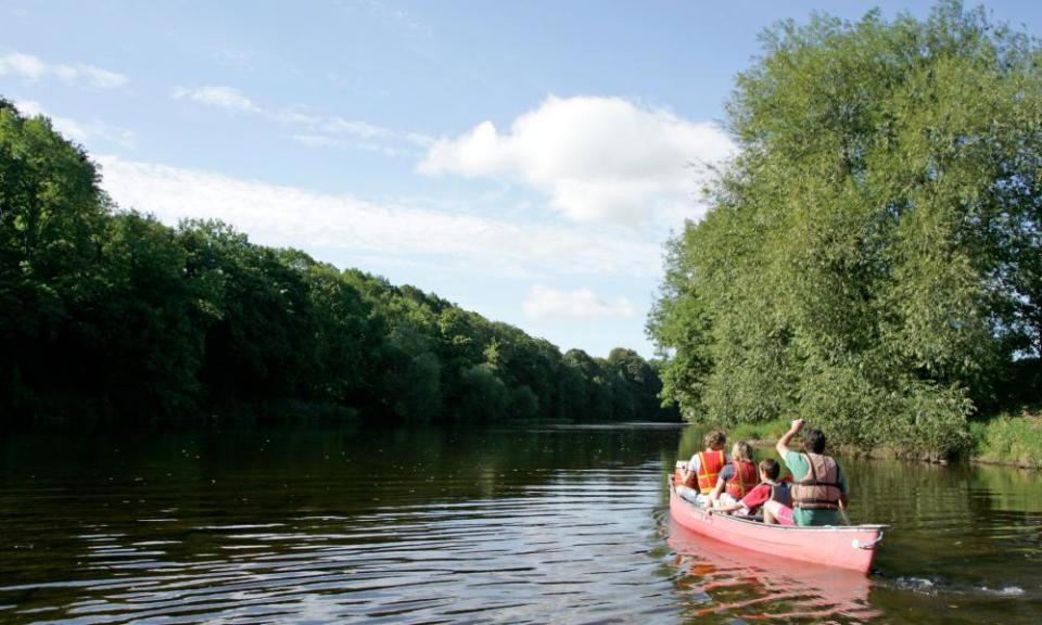 Canoeing on the Wye near Hay-on-Wye.