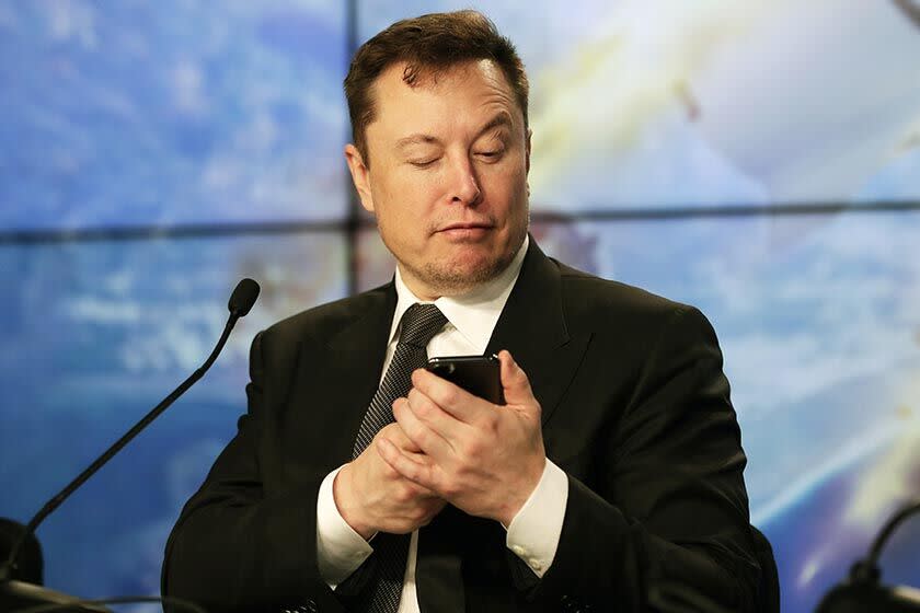 Elon Musk at a news conference at the Kennedy Space Center in Cape Canaveral, Fla., in 2020.