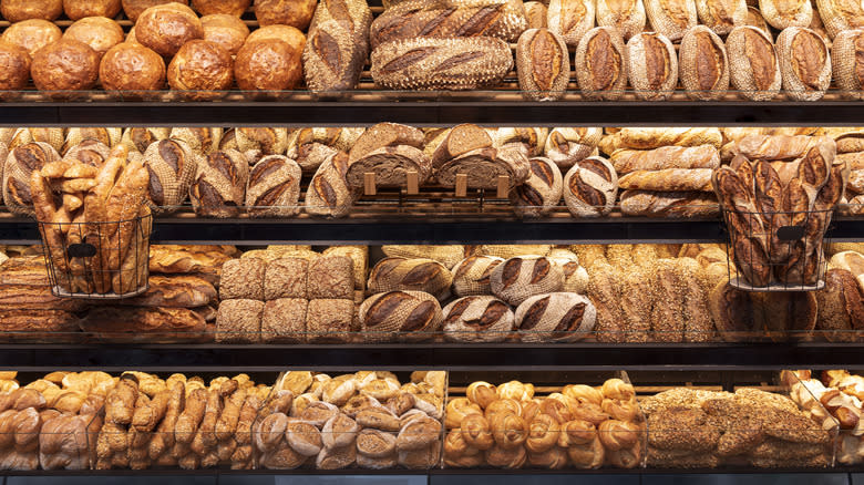 display of various bread types