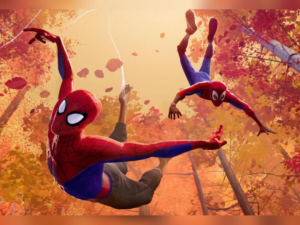 Die Spider-Men versp&#xe4;ten sich (Szene aus &quot;Spider-Man: A New Universe&quot;). (Bild: imago images/Everett Collection)