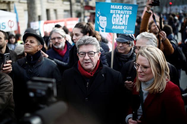 Jean-Luc Mélenchon dans le cortège parisien, mardi.