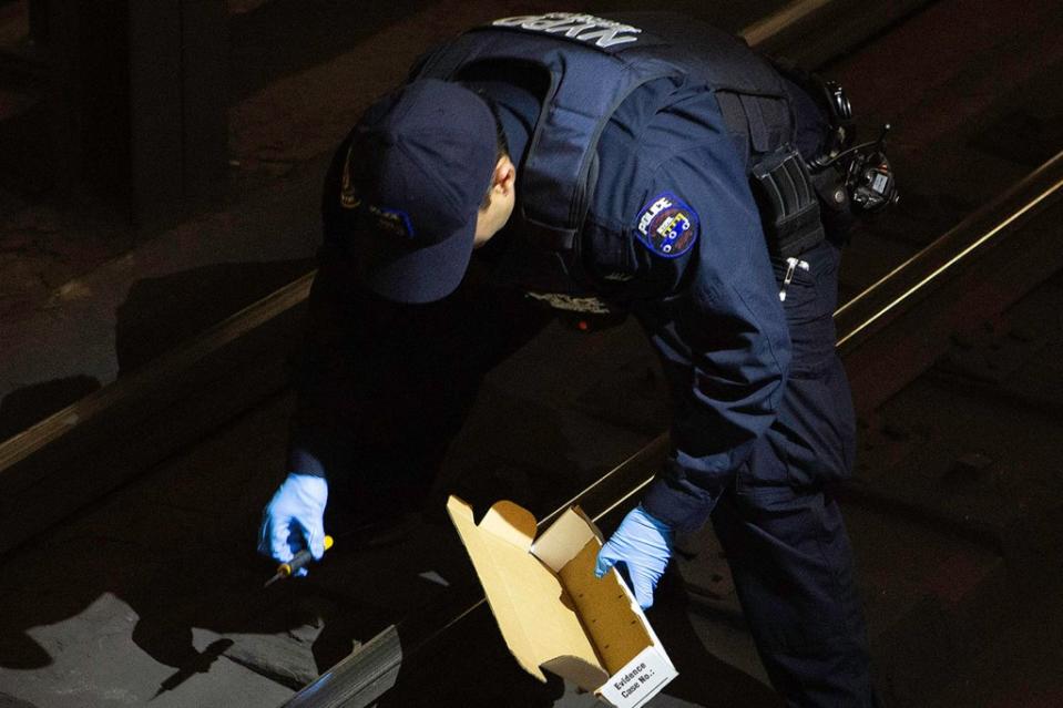 The NYPD recovered a box cutter from the uptown train tracks in the station where the madman fled. James Messerschmidt