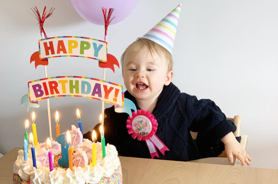 Jahlee Daga, 1, with his birthday cake.