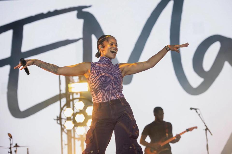 British singer Ella Mai performs on the first day of the Sol Blume R&B festival on Saturday at Discovery Park in Sacramento.