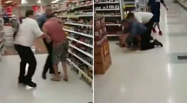 Coles staff members tackled the man to the ground. Photo: 7 News