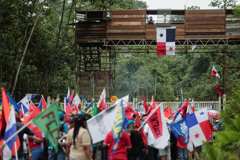 Protest at First Quantum's Panama copper mine, in Donoso