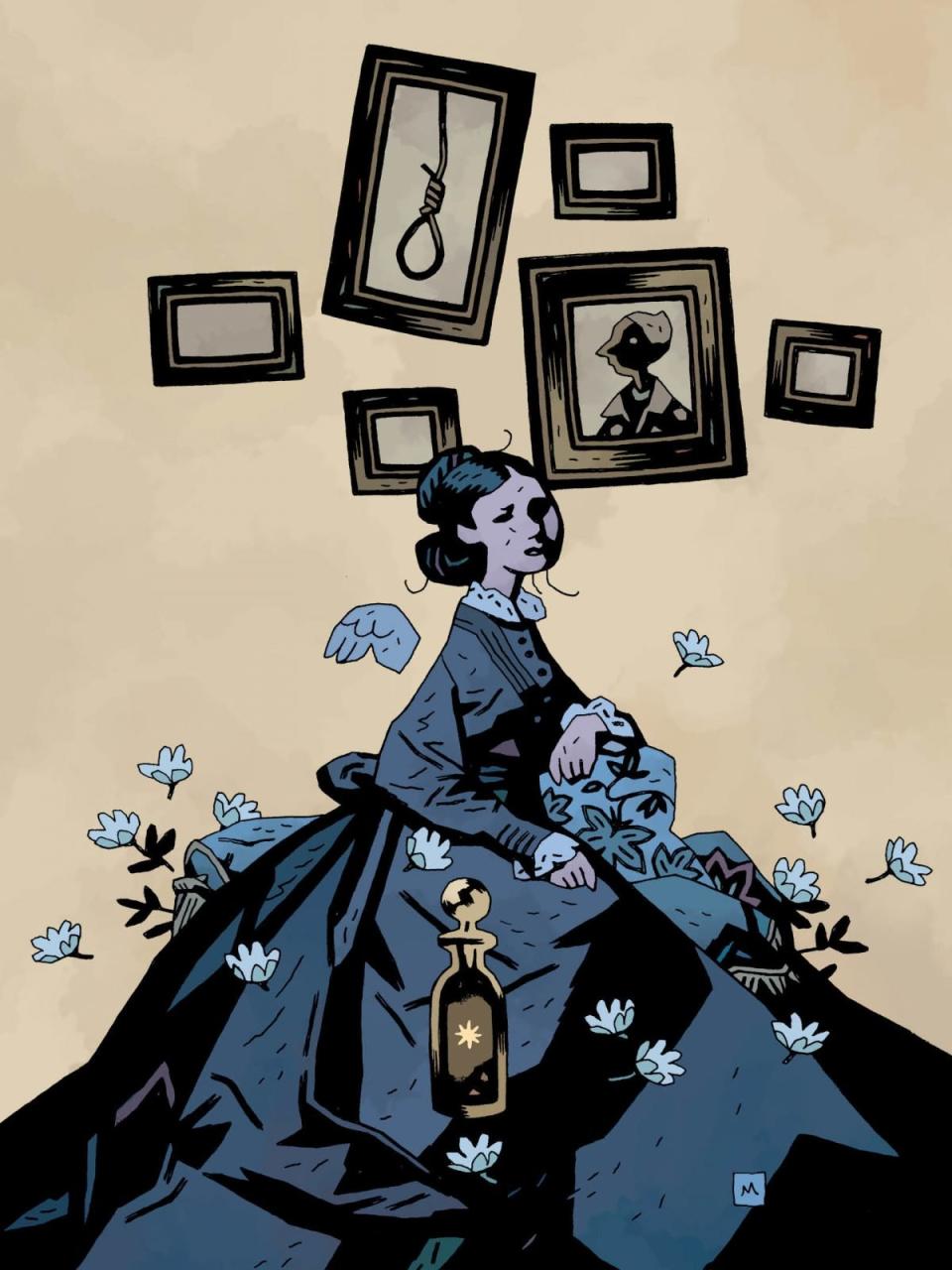 An illustration of Pinocchio's blue fairy by Mike Mignola