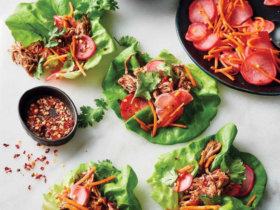 Wednesday: Slow-Cooker Soy Glazed Pork in Lettuce Cups