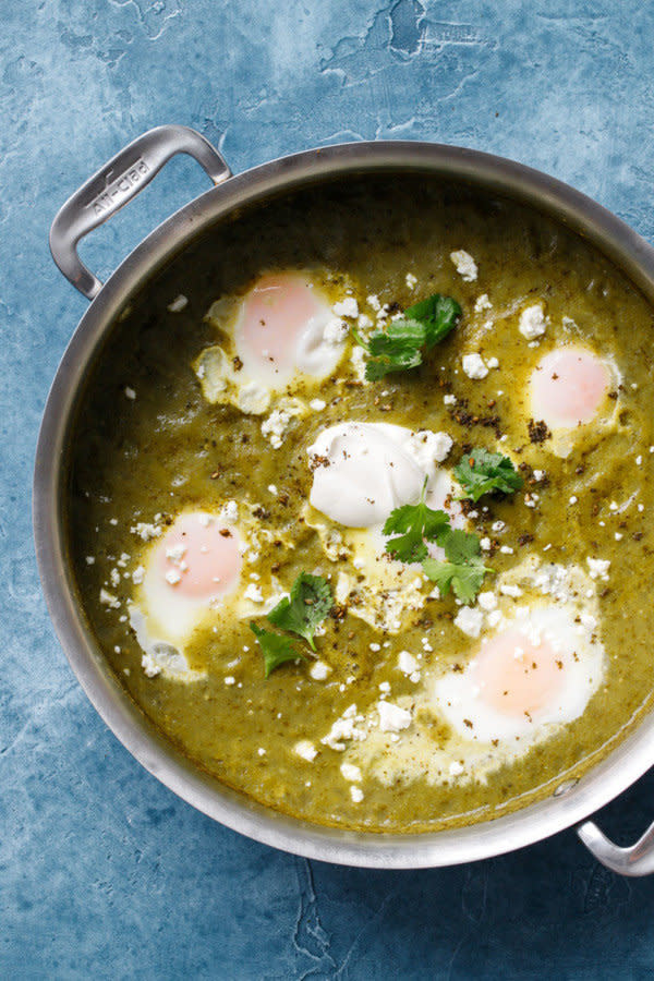 <strong>Get the <a href="https://www.loveandoliveoil.com/2018/02/green-tomatillo-shakshuka.html" target="_blank">Green Tomatillo Shakshuka</a> recipe from Love and Olive Oil</strong>