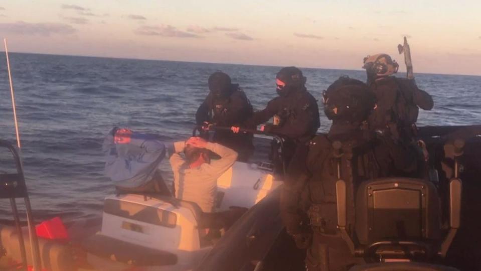 Federal police arrested Dru Baggaley and another man, Anthony Draper, at sea during the alleged failed drug plot. Picture: Supplied