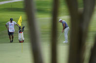 Scott Stallings putts on the seventh green during the first round of the St. Jude Championship golf tournament Thursday, Aug. 11, 2022, in Memphis, Tenn. (AP Photo/Mark Humphrey)