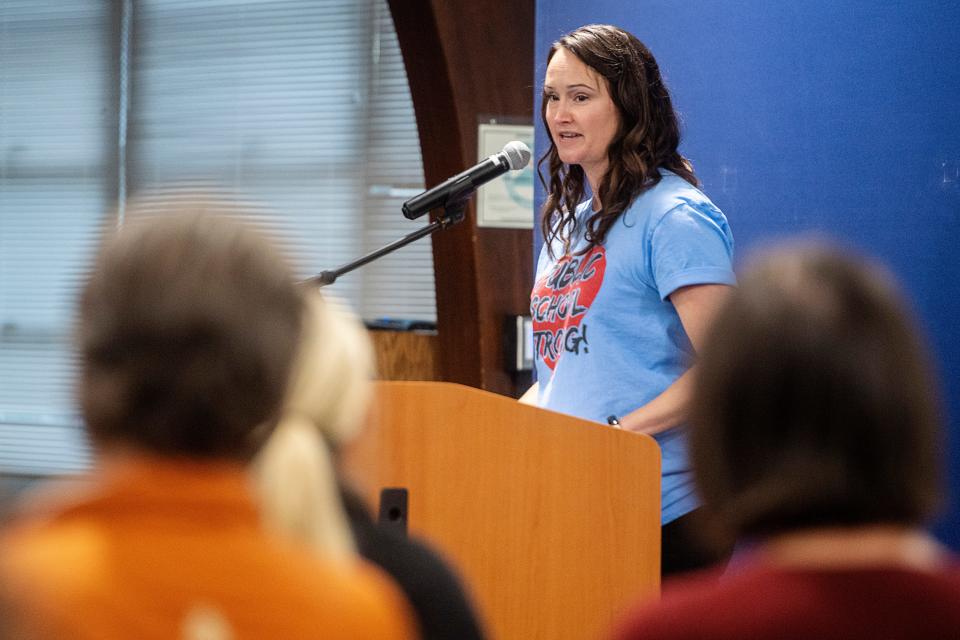 "Teachers are not the enemy, we are not in a culture war against public schools," said Christina Mason during public comment on SB49.