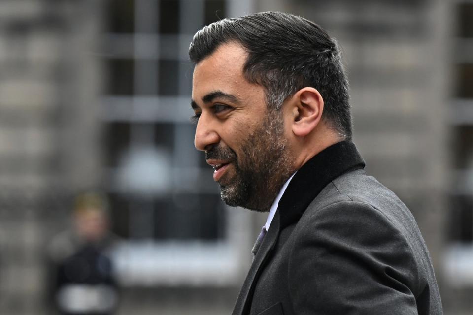 Humza Yousaf fought back tears as he quit as first minister (AFP)