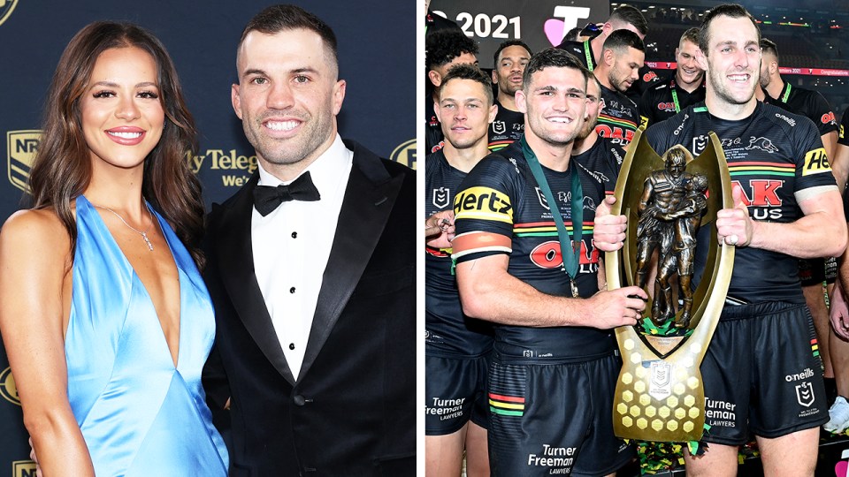 Phil Gould has made the huge call for Mal Meninga to replace James Tedesco (pictured left) as captain of the Kangaroos after Isaah Yeo's season for the Panthers and NSW. (Getty Images)