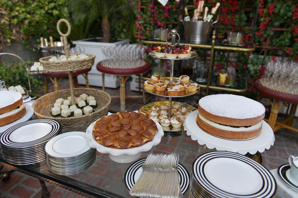 The scene inside the tea with French fare atop serve ware from Kate Spade New York and Champagne by Perrier Jouet