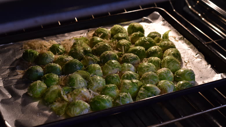 baking crispy parmesan brussels sprouts