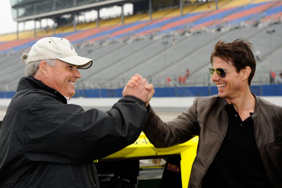 Rick Hendrick poses with actor Tom Cruise prior to the start of the NASCAR Sprint Cup Series Daytona 500 at Daytona International Speedway on Feb. 15, 2009, in Daytona Beach, Florida.
