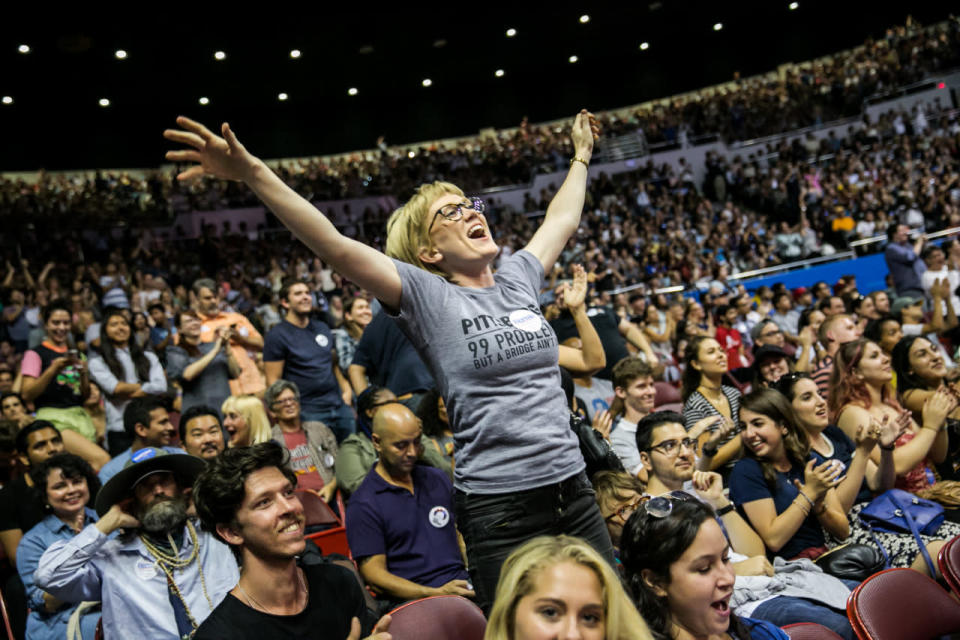 Aug. 10, 2015 — Bernie Sanders supporters