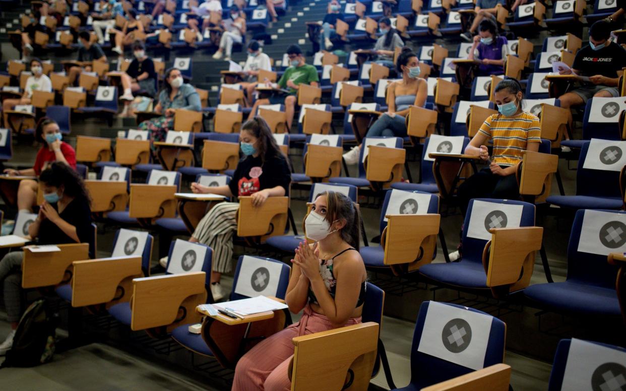 Students are pictured in a socially-distanced lecture hall. - BRAIS LORENZO/EPA-EFE/Shutterstock