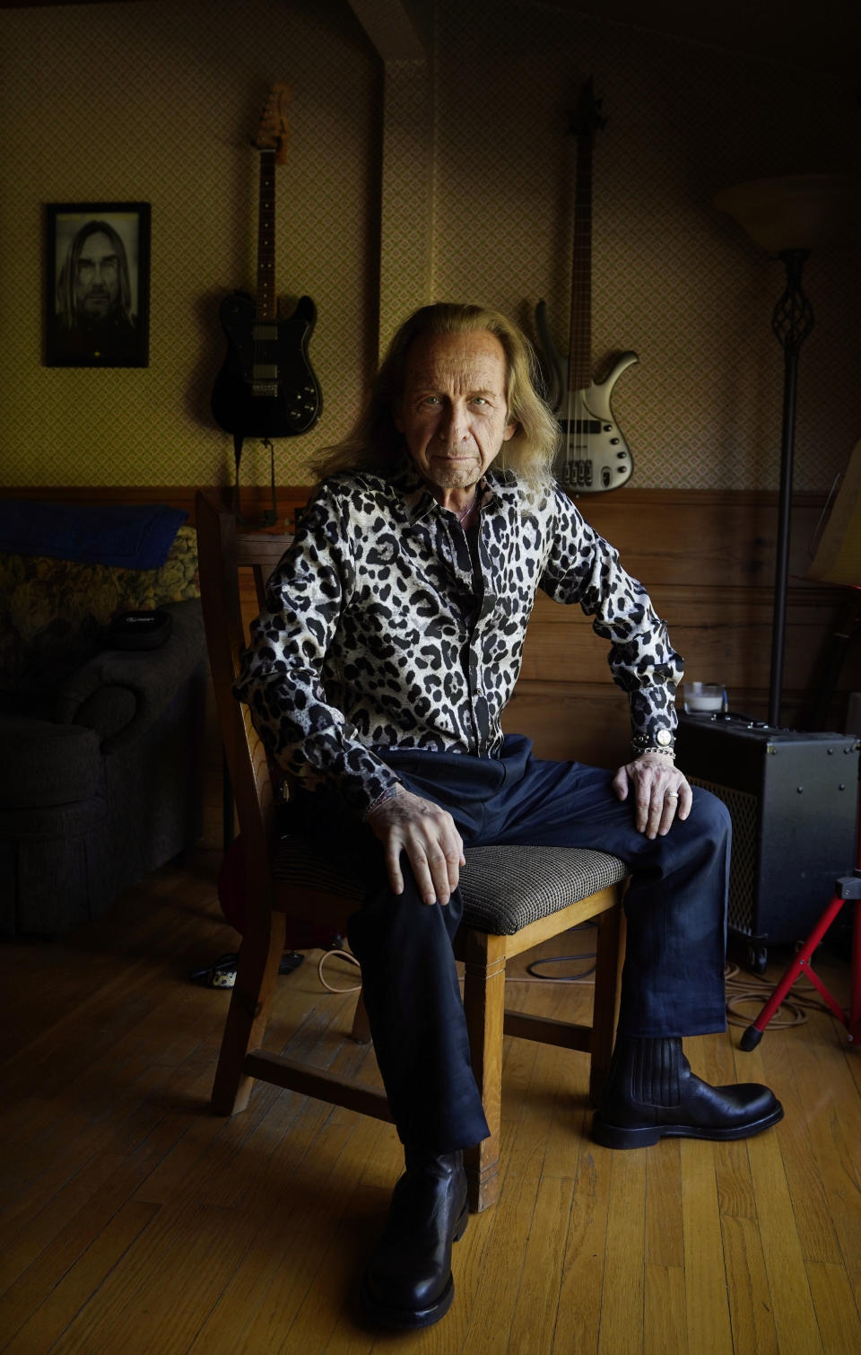 Paul Raci, an Oscar nominee for best supporting actor for his performance in "Sound of Metal," poses for a portrait at his home, Thursday, April 8, 2021, in Burbank, Calif. (AP Photo/Chris Pizzello)