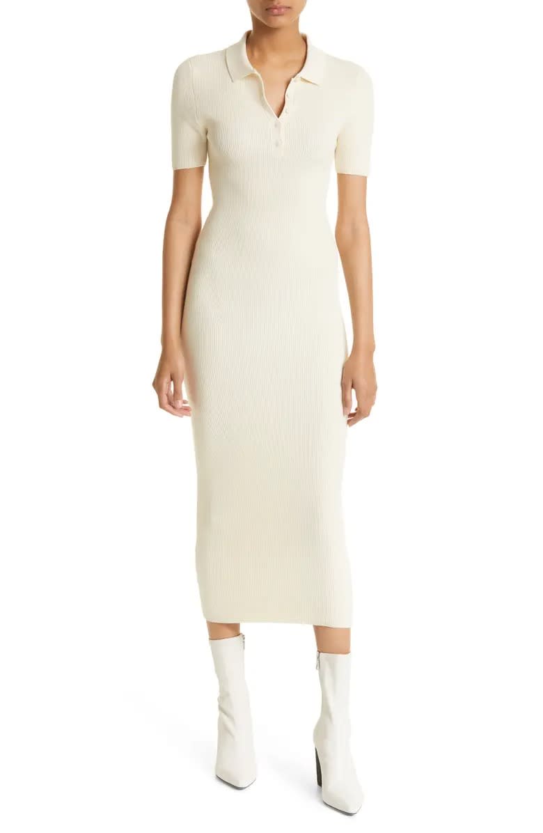 Rag & Bone Amy Ribbed Cotton Blend Polo Dress