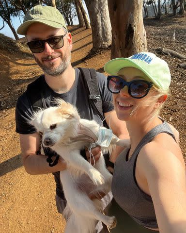 Iliza Shlesinger Instagram Iliza Shlesinger and Noah Galuten take a selfie while on a walk with their dog Blanche.