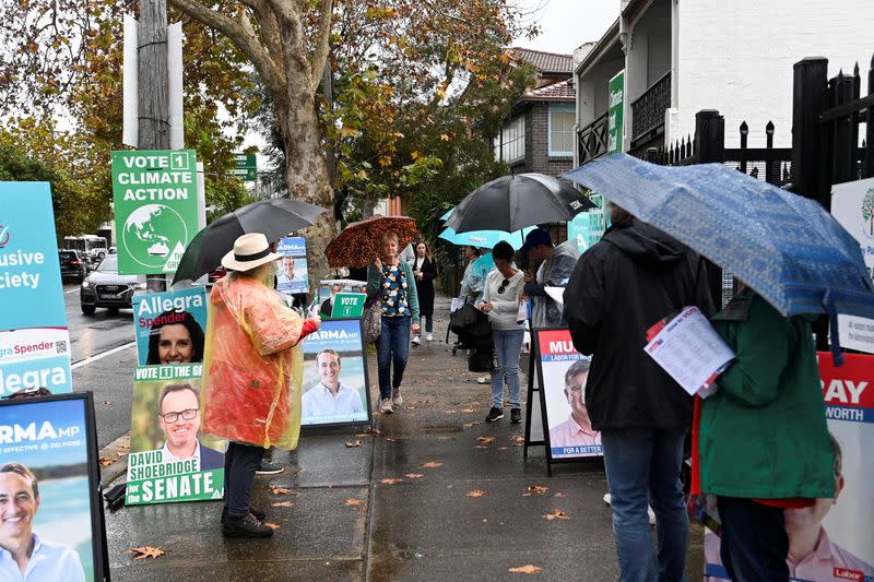 A scene at a polling station on Australian national election day in Sydney