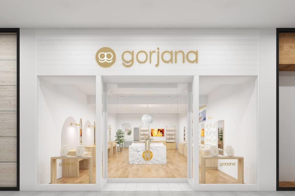 An artist’s rendering shows the exterior of the new Gorjana store at the Westfield Galleria in Roseville, which is set to open on Wednesday, March 27, 2024.