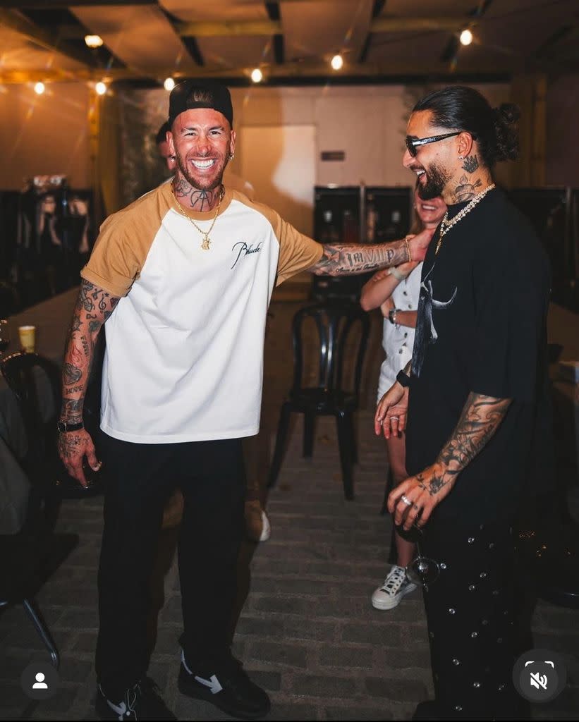 El futbolista Sergio Ramos y Maluma