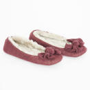 <b>Snow style:</b> Stay warm and on trend at home in Ruby & Ed's ballerina slippers, £17 <a href="http://www.rubyanded.co.uk/Womens/Slipper-Ballerinas/Cranberry-knot-bow#.UPkus2cnh8E" rel="nofollow noopener" target="_blank" data-ylk="slk:rubyanded.co.uk;elm:context_link;itc:0;sec:content-canvas" class="link ">rubyanded.co.uk</a>