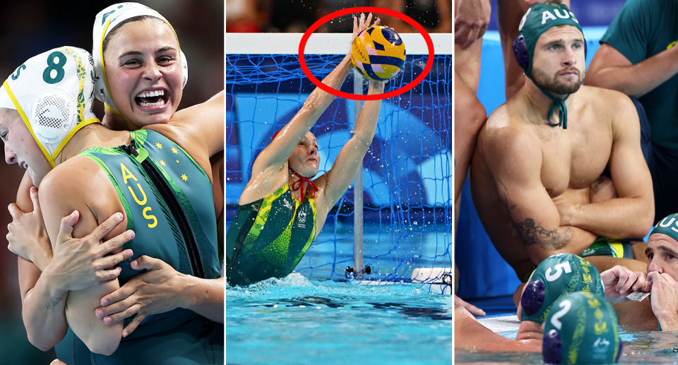 Australia's women won their Olympics water polo semi-final in a shootout against the USA while the men went down to the Americans in the quarter-finals. Pic: Getty