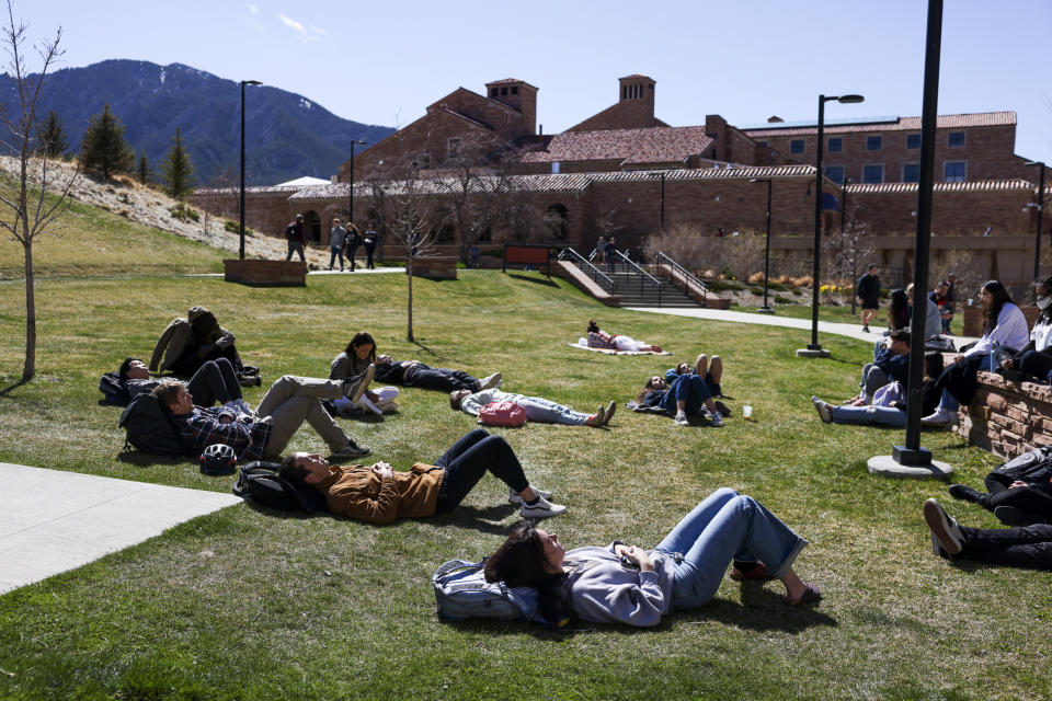 University of Colorado students on the lawn (Michael Ciaglo for NBC News)