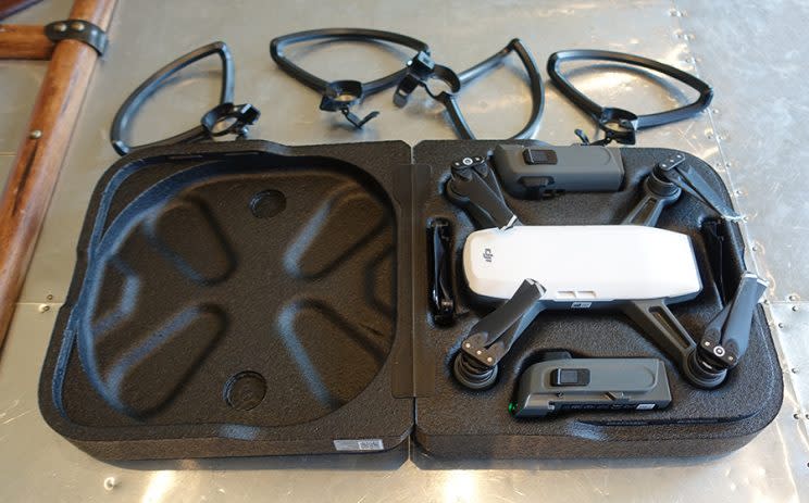 The Spark’s compact foam case accommodates two spare batteries (but not the optional propeller guards).