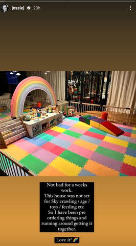 <p>Jessie J/Instagram</p> Jessie J posted a photo on her Instagram Story of the colorful playroom she designed for her son