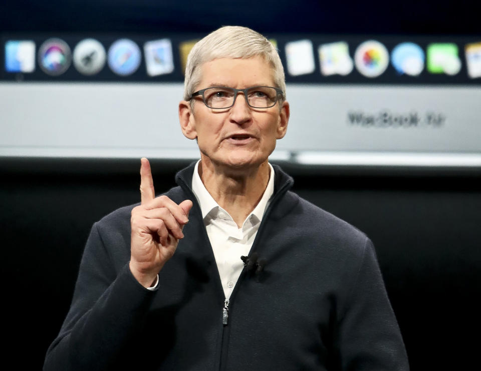 Apple CEO Tim Cook speaks during an event to announce new products Tuesday Oct. 30, 2018, in the Brooklyn borough of New York. (AP Photo/Bebeto Matthews)