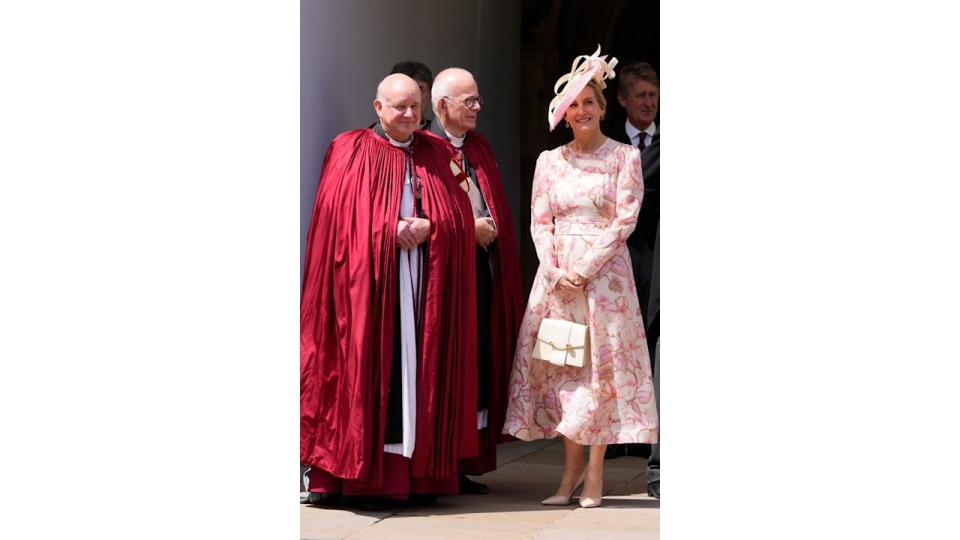 Duchess Sophie wearing pink floral dress on Garter Day